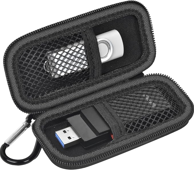USB Flash Drive Case for SanDisk for Samsung, for SD/SDXC/SDHC Memory Cards | for Buffalo External 1.0TB Portable SSD, Mini Electronic Accessories Organizer, Office/Travel Use, Thumb Drive Bag Only by Casmilee