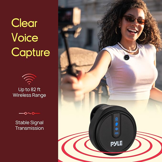 Pyle Wireless Lavalier Microphone System | Noise-Canceling Clip-On Mic with Magnetic Mount, 8H Battery, Charging Case, Windscreens | USB-C Plug & Play for Vlogging, Interviews, Streaming & Podcasts - Image 3