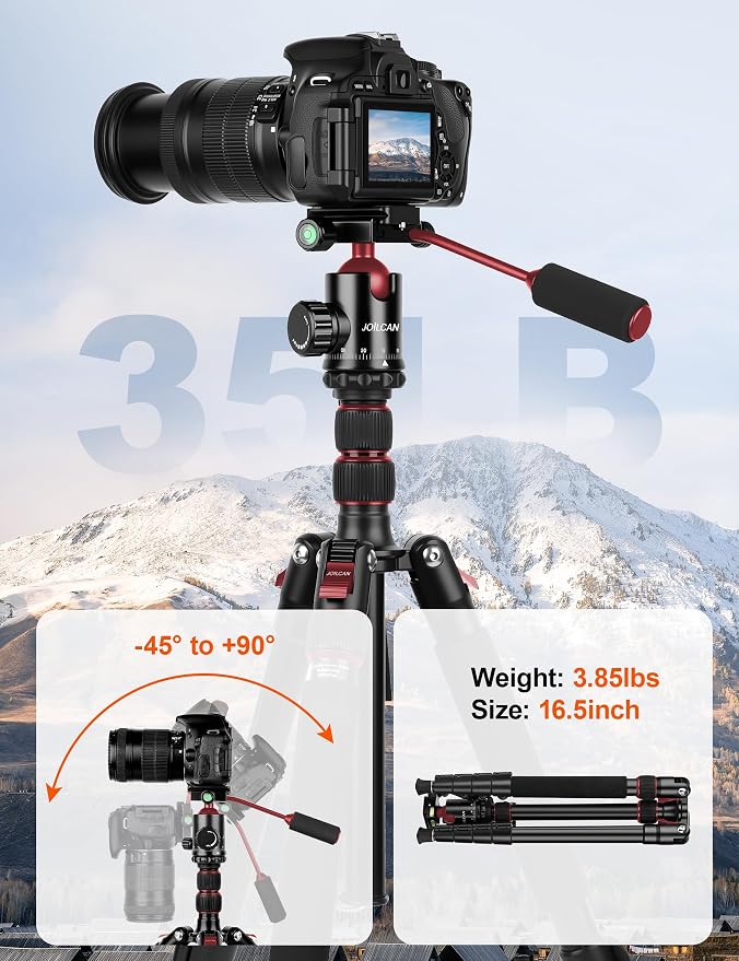 83" Camera Tripod, Aluminum Tripod Monopod for DSLR Phone | Heavy Duty Travel Tripod for Spotting Scope Binoculars Telescope Camcorder, 360° Ball Head, Max Load 35Lb - Image 4