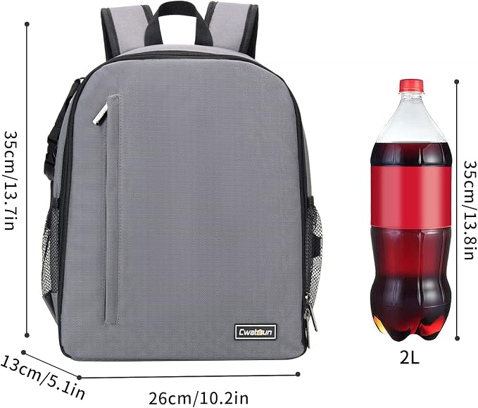 Cwatcun Camera Backpack, Water-resistant DSLR SLR Bag for Canon/Nikon/Sony | Professional for SLR DSLR Mirrorless Camera Bag Case And Lens And1DSLR body+3-5 lenses+flash+tripod+14" iPad. - Image 10