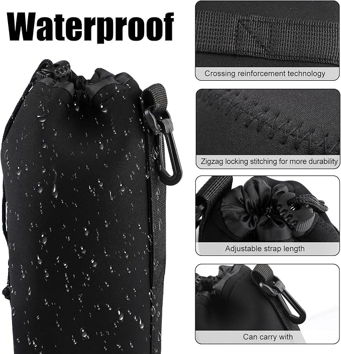 4pcs Camera Lens Bag,4 Sizes Protective Camera Lens Pouch Set with Drawstring Design,Soft Plush Neoprene Bag,Compatible with Canon, Nikon, Sony, Pentax, Olympus (Small, Medium, Large, X Large) - Image 4