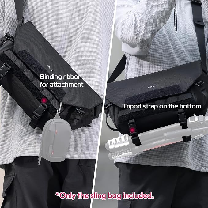 ULANZI BC08 Sling Camera Case 9L with Tripod Holder | Small Compact Camera Tactical Shoulder Bags for DSLR/SLR/Mirrorless Cameras, Water-Resistant Crossbody Bag Women Men, Black - Image 4