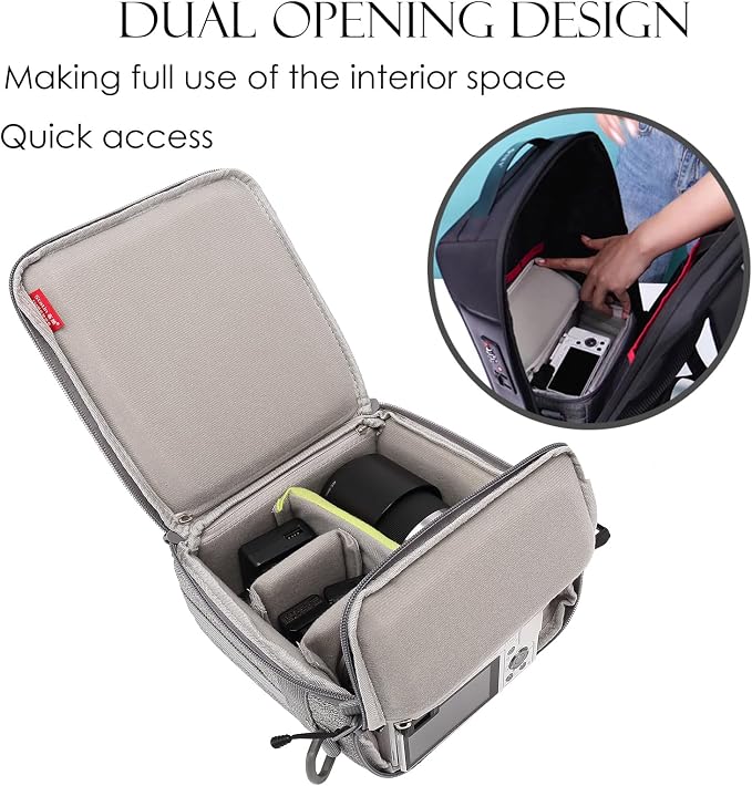 Mini SLR Camera Insert Bag,Shockproof &Pressure-proof Dual Opening Camera Lens Cube Case Bag,Digital DSLR SLR Mirrorless Cameras Accessories Storage Pouch Compatible for Canon,Sony,Fuji (XXXS) - Image 3