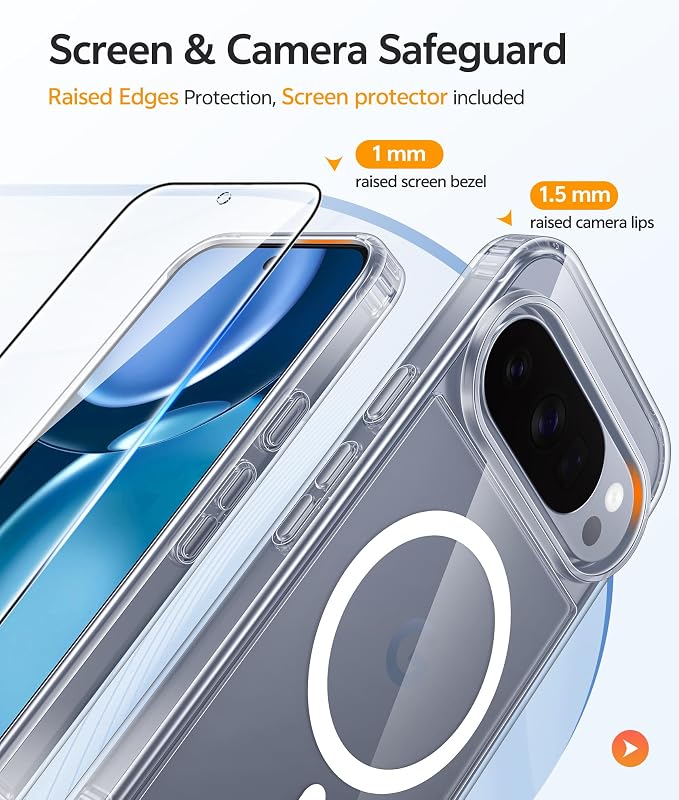 FNTCASE for Google Pixel 10 Pro XL / 9 Pro XL Case, Compatible with Magsafe | Screen Protector, Anti Yellowing, 14FT Military Grade Drop Protection, Shockproof Protective Phone Cover, Transparent Clear - Image 4