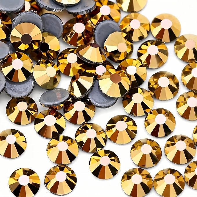 Jollin Hotfix Rhinestones Flatback Crystal Gems 2.4mm SS8, Gold Hematite | 2880pcs Hot Fix Crystals Glass Rhinestones for Bedazzling, Crafting, Clothes, Shoes & Accessories DIY Decoration by Jollin