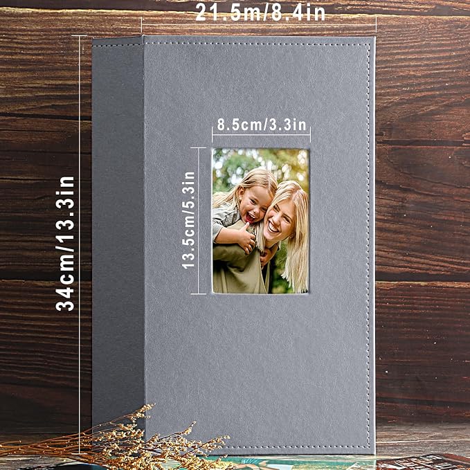 Ywlake Photo Album 4x6 300 Pockets, Leather Photo Albums Holds 300 Horizontal Only Pictures Grey - Image 4
