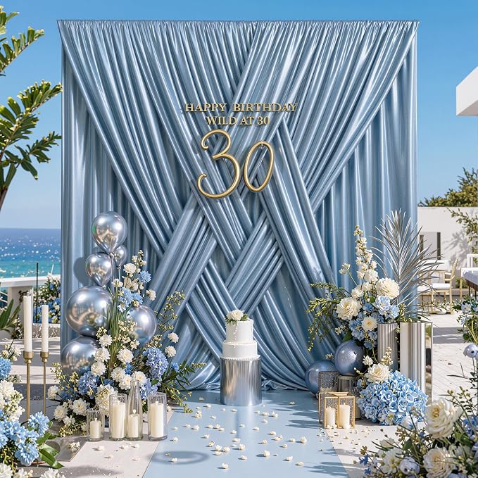 10x10FT Baby Blue Sequin Backdrop Curtain for Party - 2 Panels 5x10FT Wrinkle-Free Shimmer Drapes for Birthday, Wedding, Christmas, Decorations & Photography - Image 8