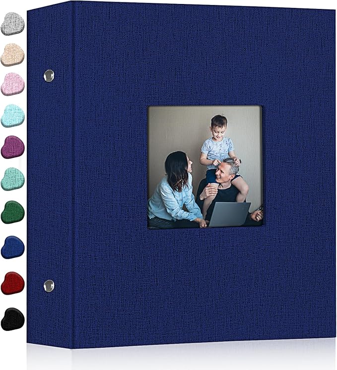 Ejblfe Photo Album 4x6,Linen Cover Slide-in Photo Album Book Can Holds 600 4x6 Photos with 60 Black Sheets for Family,Wedding,Baby and Holiday Pictures (Dark blue) by EJBLFEPremiumPhotoAlbums