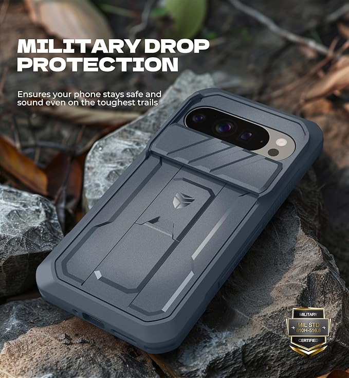 Dexnor for Google Pixel 10/10 Pro Case with Slide Camera Cover & 2 Front Frames & Built-in Screen Protector & Kickstand, Full-Body Shockproof Protective Cover Rugged Bumper Cases,Navy Blue(2025) - Image 6