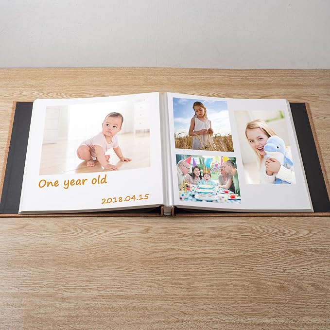 Large Photo Album Self Adhesive Scrapbook Album for 4×6 8×10 Pictures DIY Magnetic Linen Cover Album 40 Pages for Family Wedding Gifts with Metal Pen and Plastic Board - Image 3