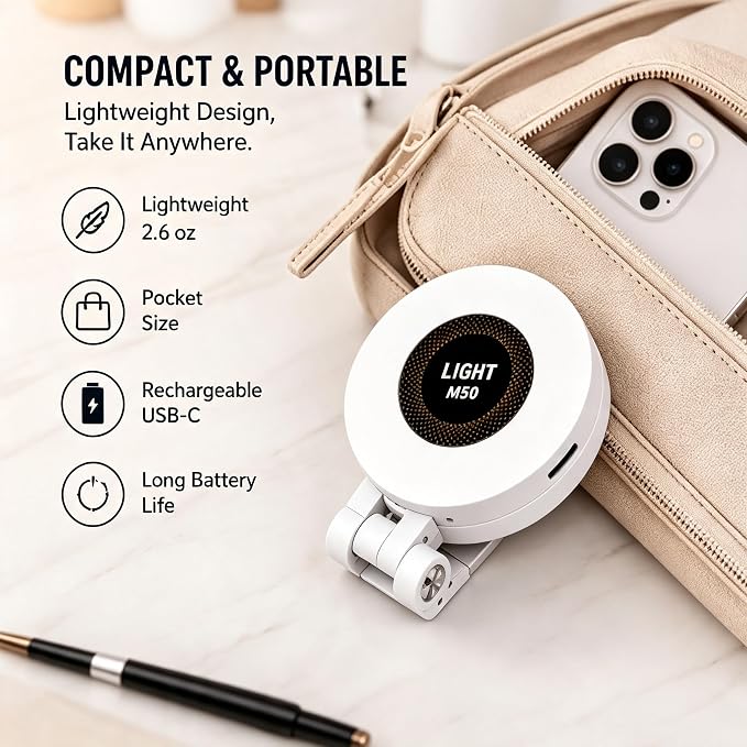 Selfie Light, Phone Light with 3 Lighting Mode, Portable Phone Ring Light for Makeup, Tiktok, Live Stream, Rechargeable Clip Video Light for iPad/Camera/Laptop (White) - Image 5