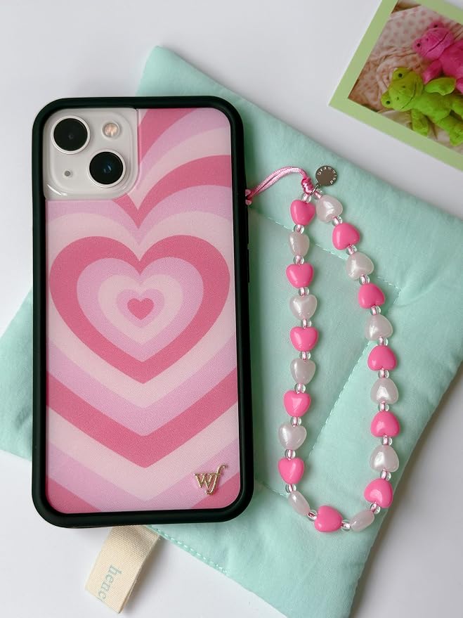 Drawwind Phone Charm Strap Cute Wrist Straps Cell Phone Charm String Y2K Aesthetic Lanyard Wristlet Chain for Case Camera AirPods Bags Keychains (Pink Hearts) - Image 2