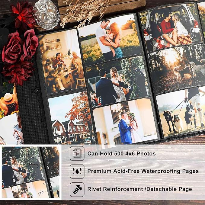 Ywlake Photo Album 4x6 500 Pockets Photos, Extra Large Capacity Family Wedding Picture Albums Holds 500 Horizontal and Vertical Photos Green - Image 6