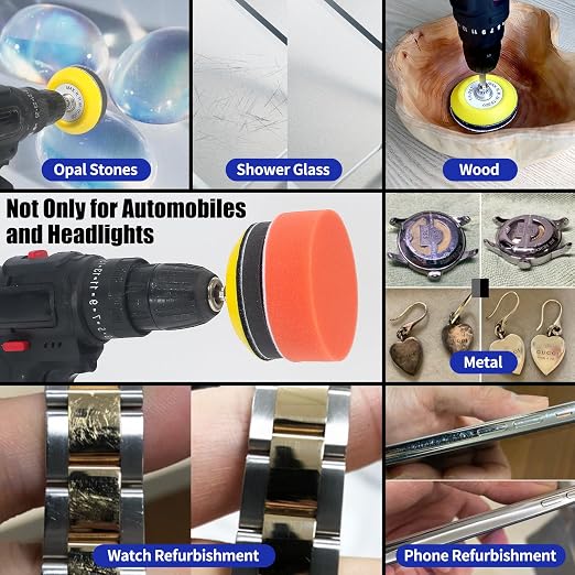 133 PCS Sanding Disc Drill Polishing Kit Sanding Attachment, 3 Inch Wet Dry Headlight Restoration Kit, Hook and Loop Sandpaper Buffing Pads with Rotary Tools for Car Wood Metal Glass Resin Expoxy - Image 8