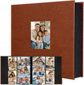 Aevdor Large Capacity 4x6 Photo Album, 1000 Photos, Leather Cover, Brown | 3 Horizontal + 2 Vertical per Side, Acid-Free Black Inner Pages, Front Display Window, Family, Wedding & Everyday Photos by Aevdor
