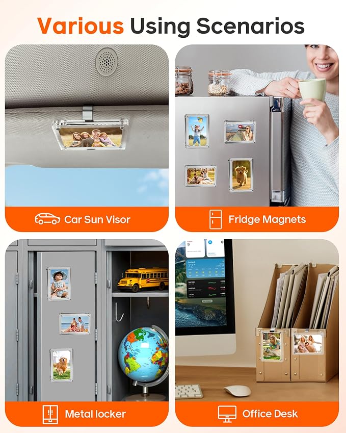 2Pcs 3"x3.5" Magnetic Car Visor Photo Holders - Strong Clip-on Picture Frames for Sun Visor - Personalized Photo Display for Family, Pets & Memories - Car Accessories Christmas Gift with Secure Clips. - Image 6