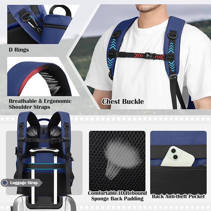SDYSM Camera Backpack, Large Camera Bag for Photographers Professional DSLR/SLR Mirrorless Camera Case Compatible for Sony Canon Nikon, Blue - Image 7
