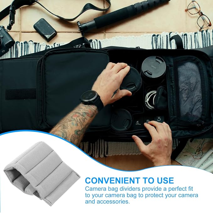 PATIKIL 4Pcs 10"x5" Shockproof Camera Bag Inserts Separator Pad Gray | Protective Lens for Nikon Camera DSLR Protect Bag Organizer Universal Divider Cushion, Camera Bag Divider - Image 4