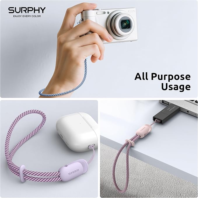 SURPHY 3 Pack Phone Wrist Strap, Phone Lanyard with Cellphone Tether Tab | Phone Strap Charm, Camera Wrist Strap with 2-Color Braided, Phone Wristlet, Wrist Lanyard for Case - Image 7