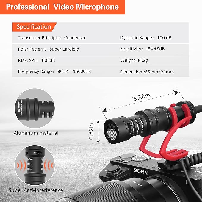 COMICA CVM-VM10II Universal Shotgun Microphone for Camera, iPhone, Android | Noise Cancellation, Cardioid Polar Pickup, Professional Video Mic for YouTube, TikTok, Vlog, Interview, Video Recording - Image 3