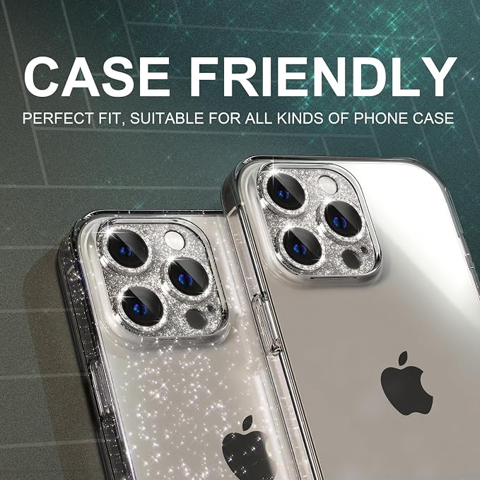 Choiche for iPhone 15 Pro/iPhone 15 Pro Max Camera Lens Protector | Bling Camera Cover with 9H Tempered Glass Lens Screen Protector Metal Ring Decoration Accessories (Glitter-Titanium Natural) - Image 5