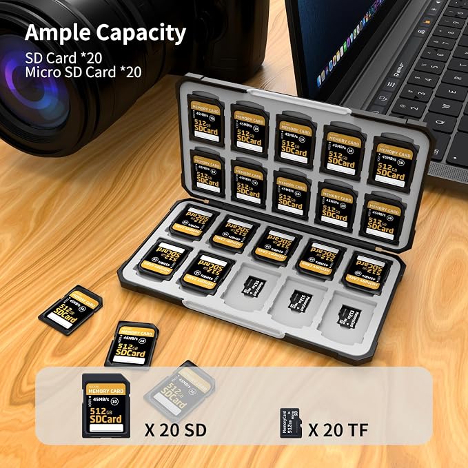 Memory Card Case with 40 Card Slots for SD and Micro SD Cards | Portable SD Card Holder, Hard ABS Shell with Soft Silicone Lining, Precise Card Slots,Magnetic Closure for daily travel - Image 2