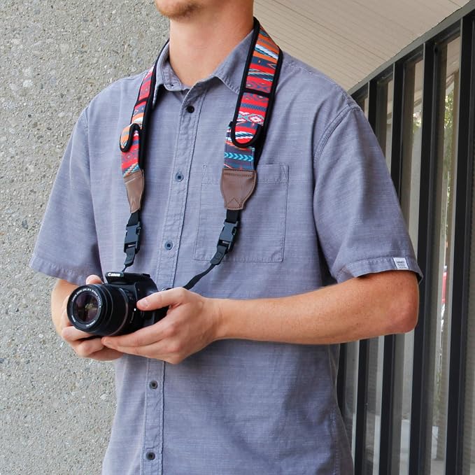 USA Gear TrueSHOT Camera Strap Neoprene Camera Straps - Padded Neck Strap, Pockets, and Quick Release Buckles - Compatible with Canon, Nikon, Sony and More DSLR and Mirrorless Cameras (Southwest) - Image 6