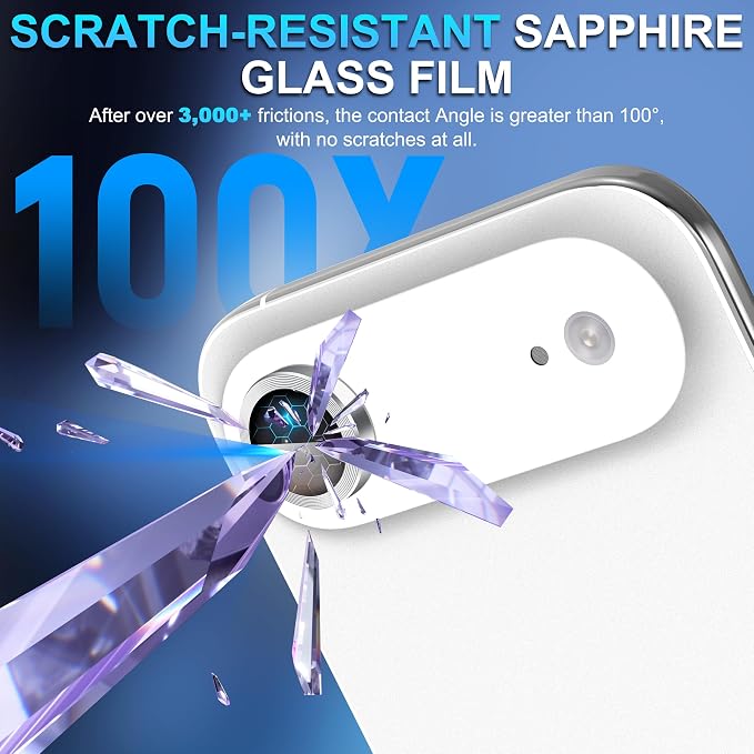 Suoman 2-Pack for iPhone 17 Air Camera Lens Protector, [CD Lines] [Strong-Adhesion] Metal Texture Style Tempered Glass Camera Lens Cover [with Auto Alignment Tool Kit]-Silver - Image 5