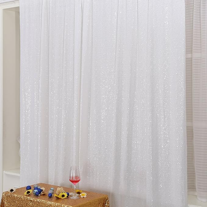 Poise3EHome White Sequin Backdrop,6FT x 8FT Sequin Photography Backdrop Curtain for Party Decoration - Image 2