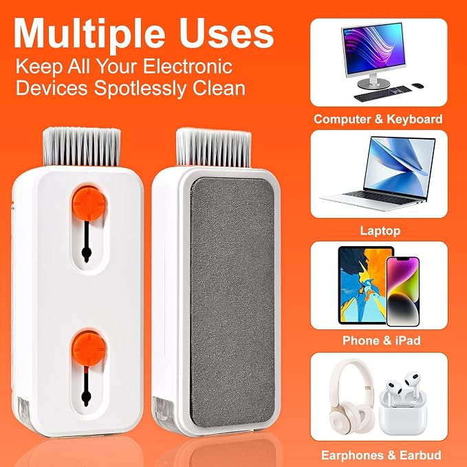 Keyboard Cleaner Laptop Cleaning Kit, Keyboard Cleaning Kit with Retractable Keyboard Brush and Multi-Function Cleaning Pen for MacBook iPad iPhone, Tablet, PC, Camera Lens, Phone, PC Monitor - Image 6