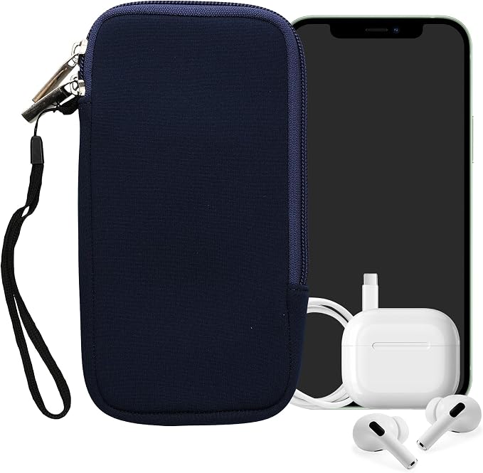 kwmobile Universal Phone Pouch Size XXL - 7" - Neoprene Smartphone Pouch with Zip - Water-Repellent Mobile Phone Case - Sleeve in Dark Blue - Image 8