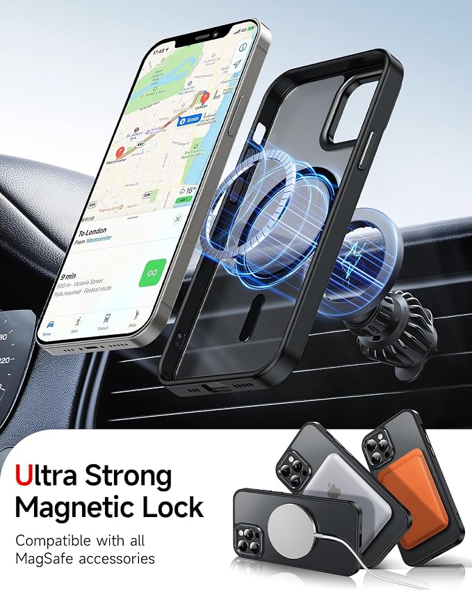 LeYi for iPhone-16-Pro Case: with Screen Protector X2, i Phone 16pro Cases Magnetic Cover Slim Funda para iPhone16 Procase Protective Women Men Rugged Military Grade Heavy Duty, Black - Image 2