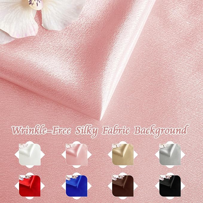 RUDONG M Satin Photography Backdrop, Pink, 3.3x2.5ft | Wrinkle-Free, Silky Fabric, For Jewelry/Cosmetics/Flat Lay/Studio, 100x75cm - Image 6