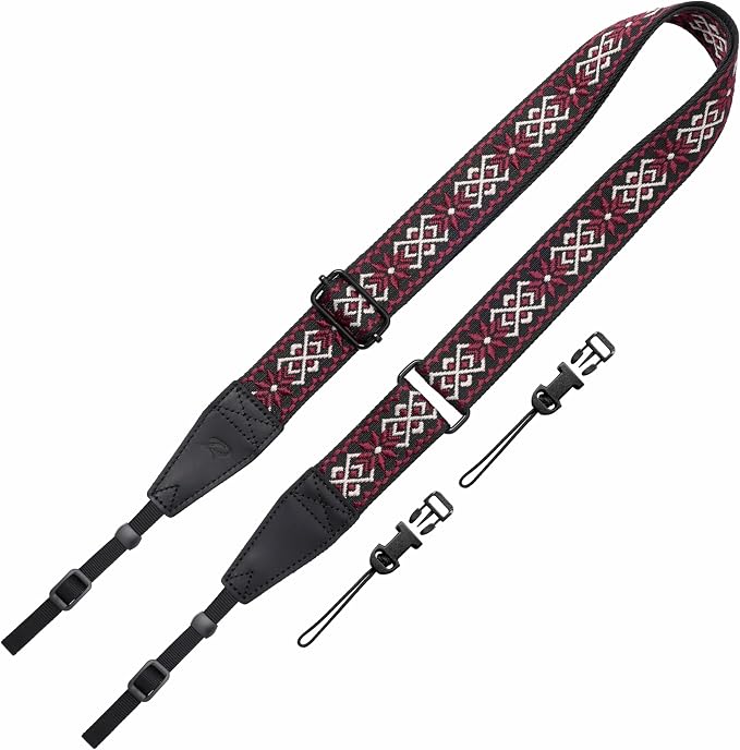 Padwa Lifestyle Adjustable Camera Strap - 1.5" Top Layer Cowhide Head Camera Straps for Photographers, Cotton Adjustable Neck Shoulder & Crossbody Strap Quick Release for All Cameras and Binoculars by PadwaLifestyleCameraStrap
