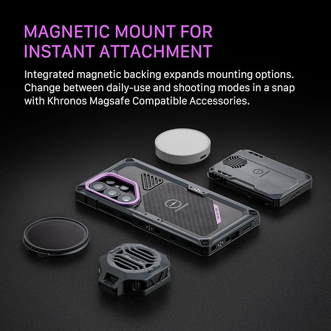 Tilta Khronos Ultimate Kit Compatible with Galaxy S26 Ultra | Smartphone Cage with Focus PD Handle | Cooling System V2 | USB-C Hub | ARCA Plate | 58mm ND Filter | Circular Wooden Handle | Space Gray - Image 3