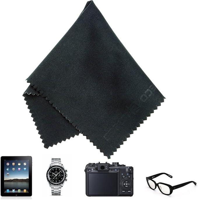 Eco-Fused Blue/Black Microfiber Cloth - 6x7 Inch - 12 Pack - Glasses & Lens Cleaning - Image 7