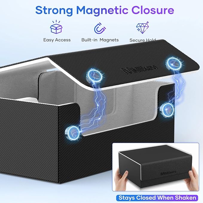 Mlikero Card Deck Case for Trading Cards 1800+, Trading Card Storage Box Fits Toploader and Magnetic Card Holder, Leather Magnetic Closure Deck Box Fit for MTG, TCG - Image 5