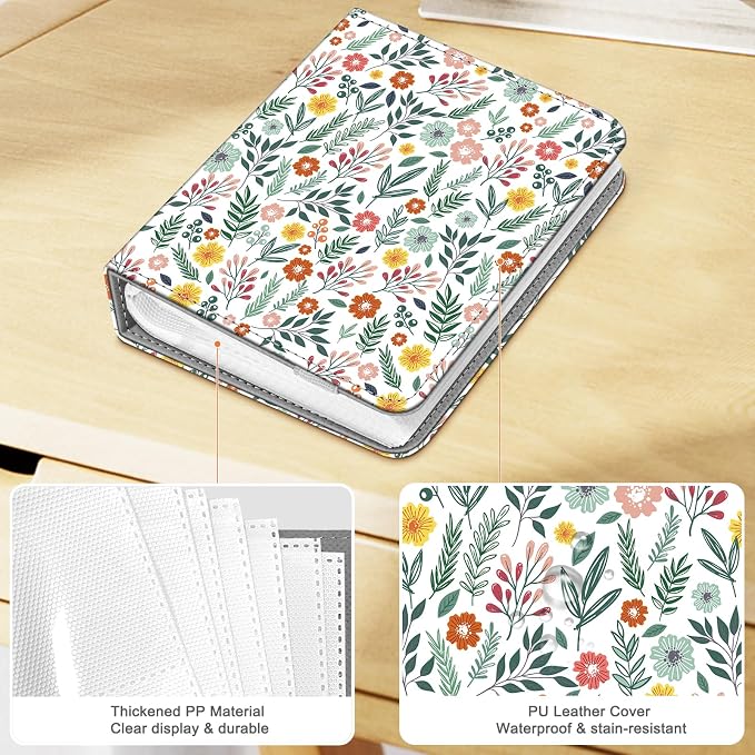 Fintie Instax Mini Photo Album for 2x3-Inch Film - 104 Pockets Small Albums for Fujifilm Instax Mini 12/11/99/40/7+/EVO/LiPlay/Link 3-2-1 Instant Camera/Polaroid Hi-Print Printer, Spring Bloom - Image 8
