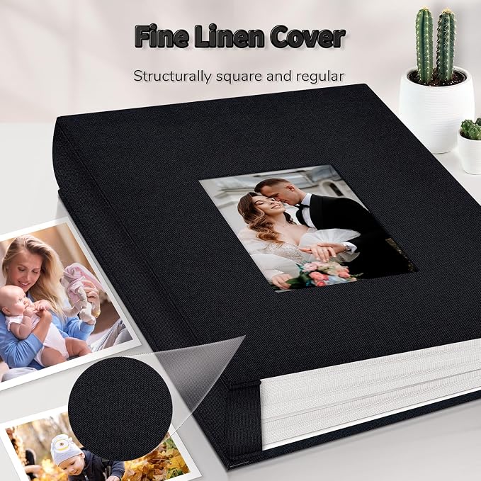 Artfeel Photo Album 4x6 with 1000 Pockets,Slip-in Picture Albums,Linen Cover Memory Book with Front Window,White Page Vertical Photo Book for Wedding,Family,Anniversare,Baby,Vacation - Image 6