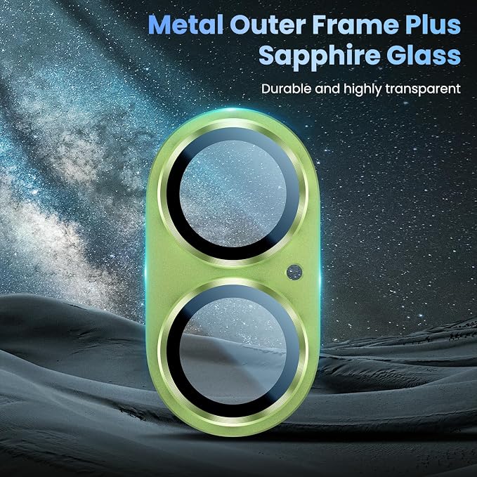 Uyiton for iPhone 17 Camera Lens Protector, Metal Frame Glass Cover | Not Easy to Break, Strong Adsorption, Case-Friendly, Metal 9H Sapphire Glass Rear Camera Screen Cover, Sage - Image 4