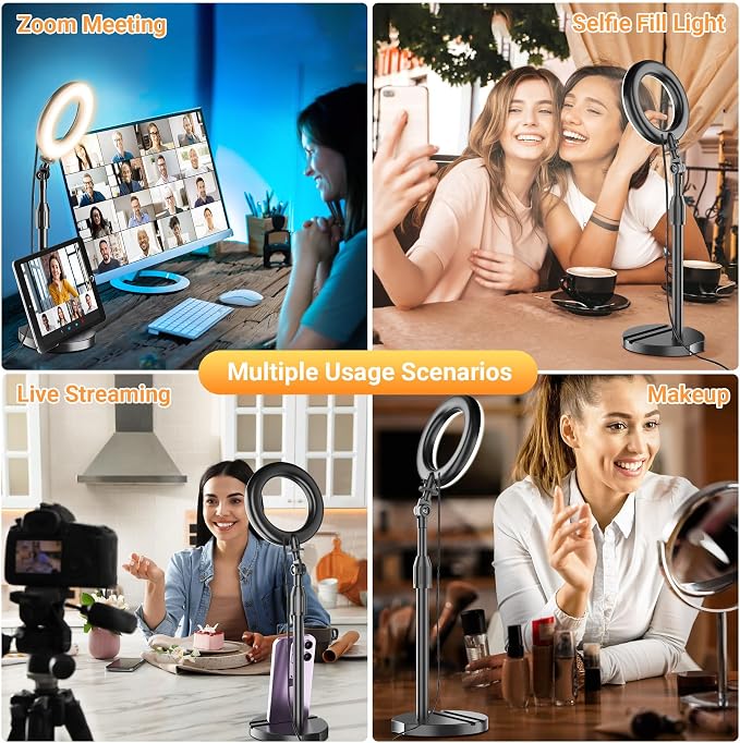 Portable Travel Ring Light for Laptop Zoom Video Conference, 5'' Bright Circle Light with Extendable Stand, Small Halo Lighting with Phone Holder for Video Recording Live Stream Facetime Photography - Image 7