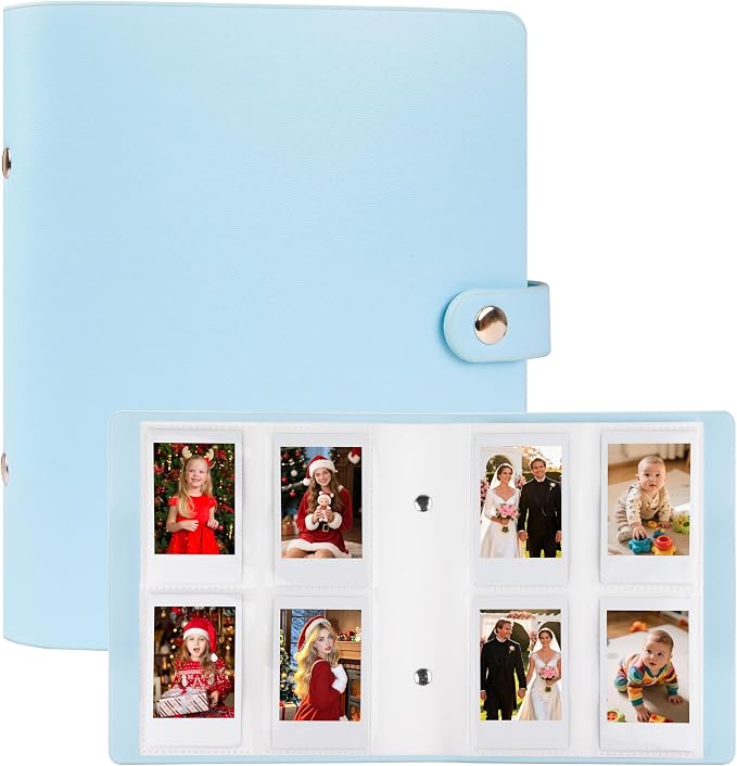 Veicevol 320-Pocket 2x3 Photo Album for Instax Mini and Polaroid, Blue | PU Leather Cover Keeps, Fits Instax Mini and Polaroid 2x3 Photos, Protects Travel, Wedding and Family Memories by VEICEVOL