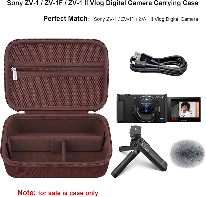 Elonbo Carrying Case for Sony ZV-1F / ZV-1 / ZV-1 II Digital Camera, Black | Sony ZV 1F Vlogging Camera Hard Travel Protective Bag, Vlogger Accessory Kit Tripod Microphone Grip Organizer Holder - Image 2
