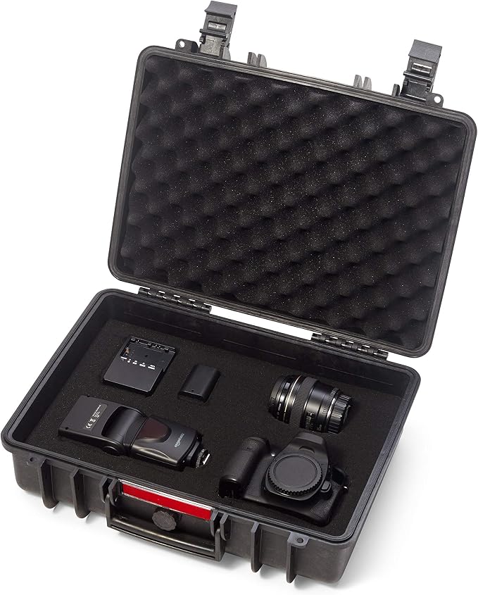 Amazon Basics Portable Hard Camera Case for DSLR Equipment, Customizable Fit, Protective Water Resistant, Medium, Black, 18"L x 14"W x 6"H - Image 2