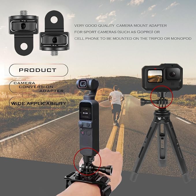 Niewalda 1/4"-20 Aluminum Camera Tripod Mount Adapter for Gorpo,2PCS | Compatible with GoPro Hero, Insta360, DJI Osmo and Standard Vlog Rig Accessories, With Reinforced Turntable Adapter - Image 6