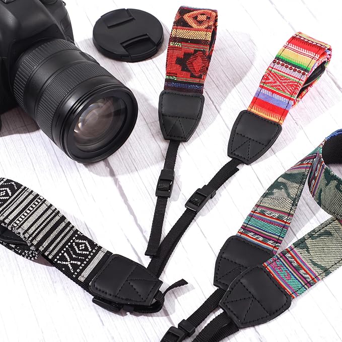 4 Pcs Vintage Camera Straps for Photographer, 1.5'' Woven Adjustable Universal Neck Shoulder Crossbody Strap Quick Release for All DSLR SLR Camera, Photographer Gift for Men Women, 4 Style - Image 4