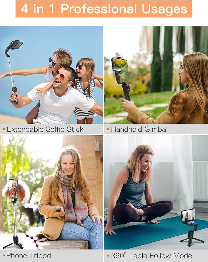hohem iSteady Q Gimbal 4-in-1 Selfie Stick Tripod with Face Tracking | 4-in-1 Selfie Stick Tripod with 360° Face Tracking, 19.6" Extendable Rod, Bluetooth Remote, Hohem Joy App, 0.43lb Design - Image 7
