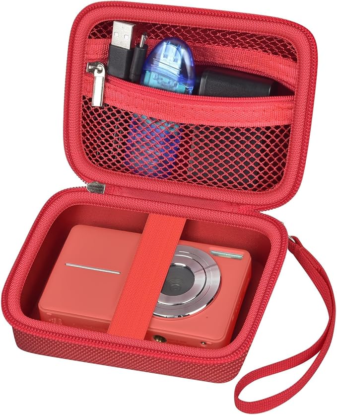 ALKOO Digital Camera Case for CAMKORY, Camera Pouch for KODAK Pixpro -Red | for Lecran/for VAHOIALD Point and Shoot Camera, Hard Carrying Case with Mesh Pocket, Compact for Vlogging, Travel and Storage by ALKOO