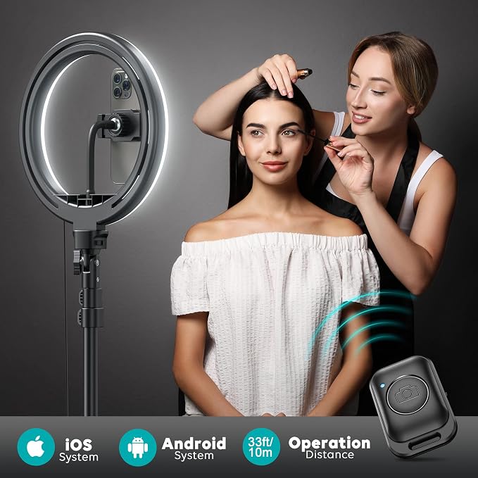 10" Ring Light with Stand 72'' Tall & Phone Holder,38 Color Modes Selfie Light with Tripod Stand,Stepless Dimmable/Speed LED Ring Light for iPhone & Android,YouTube, Makeup,TIK Tok - Image 4