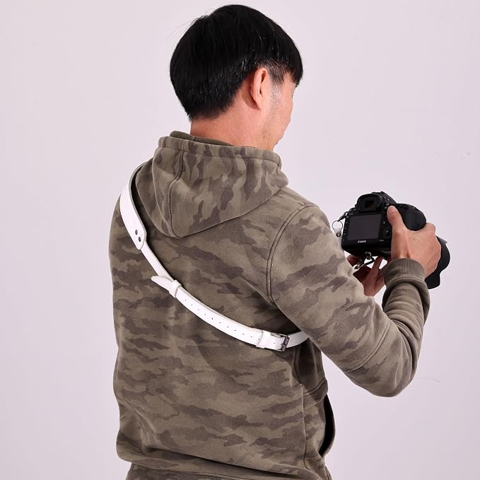 Padwa Lifestyle White Single Camera Harness Strap for One Camera - Professional Single Full Grain Leather Camera Harness with Thick Padded,Quick Release Gear DSLR Camera Straps for Photographers - Image 6